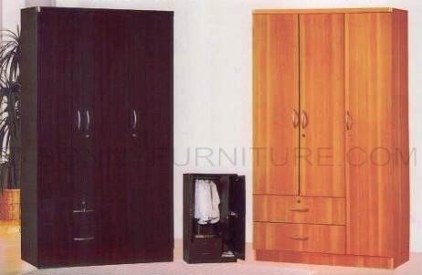 362 wardrobe cabinet 3-doors with drawers wenge beech