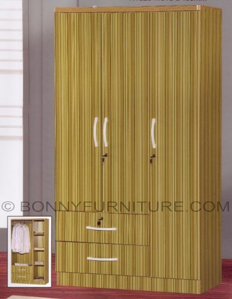 362 wardrobe cabinet 3-doors with drawers bamboo