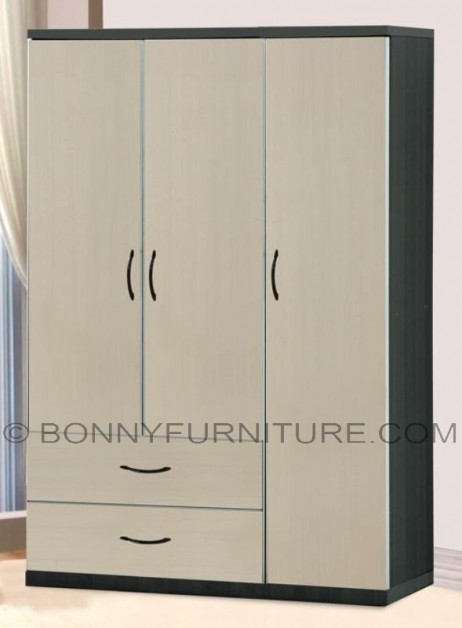362 wardrobe cabinet 3-doors with drawers black-white