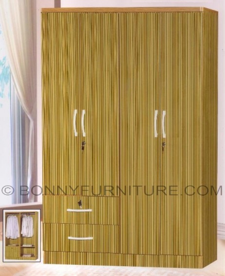 462 wardrobe cabinet 4-doors with drawers bamboo