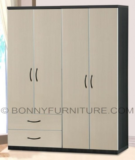 462 wardrobe cabinet 4-doors with drawers black-white