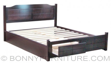 zandro wooden bed queen size with drawers