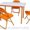 corith dining set 4-seater metal frame folding chairs orange