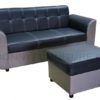 rosa 3-seater sofa with stool black-gray