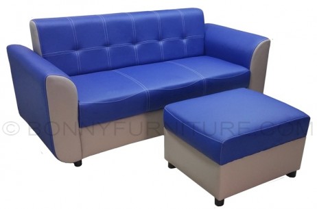 roca 3-seater with stool blue-beige
