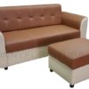 roca 3-seater sofa with stool brown-beige