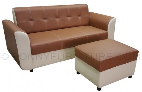 roca 3-seater sofa with stool brown-beige
