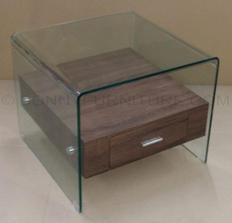 6214 side table glass with drawer