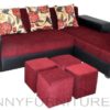 scarlatti lshape sofa maroon with stool