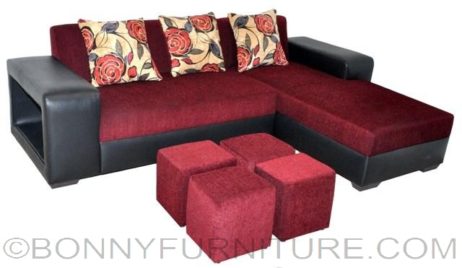 scarlatti lshape sofa maroon with stool