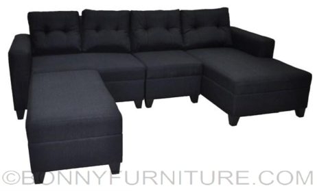 symphony with single lshape sofa fabric black